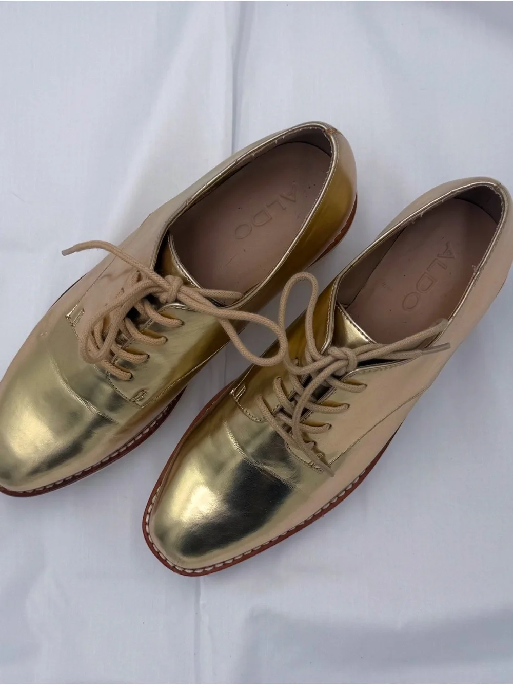 Aldo Gold Metallic Platform Derby Shoes - Women